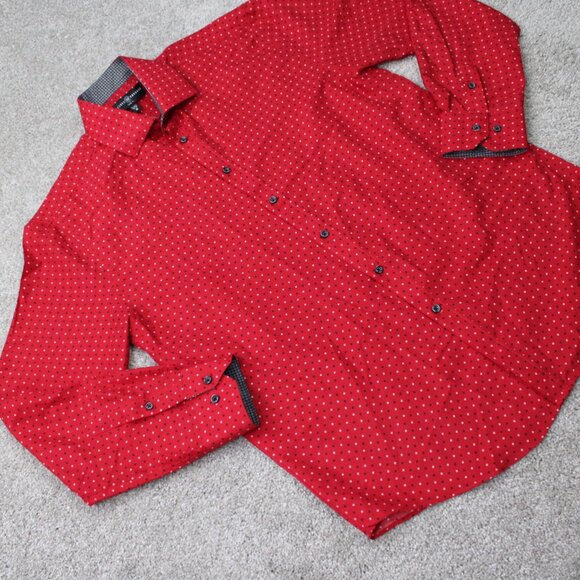Society of Threads Shirt Men 15-15 1/2, 33/34 Medium Red Flip Cuff Slim Fit L/S - Picture 7 of 12